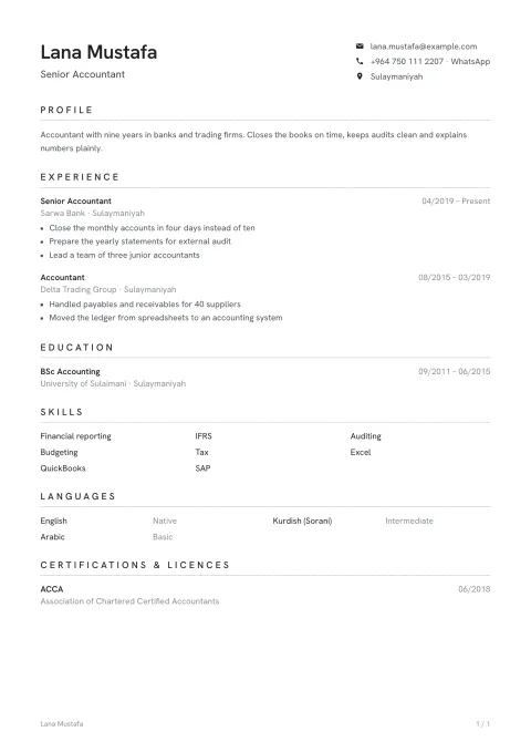 A CV in the Berlin template