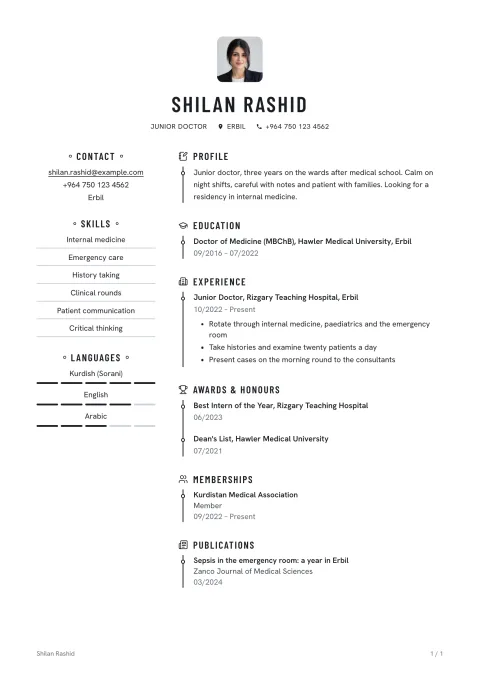 A CV in the Hawraman template