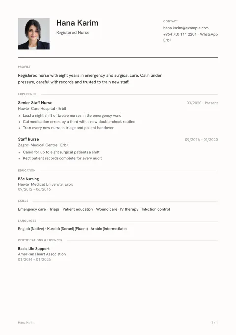 A CV in the Helvetia template