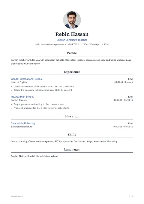 A CV in the Oslo template