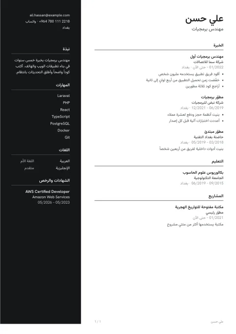سيرة ذاتية بقالب براغ