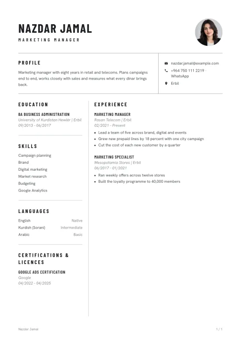 A CV in the Vienna template